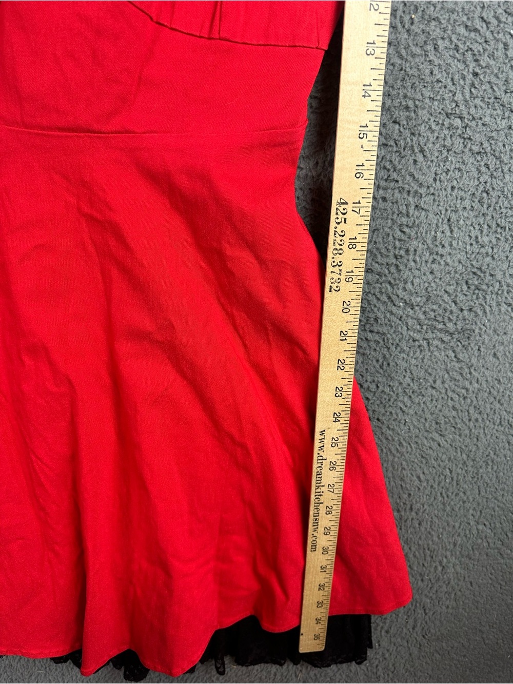 Hot Topic Red Lace Trim Peter Pan Collar Fit & Flare Gothic Dress Womens XL - Picture 4 of 5